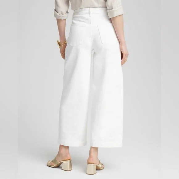 Chico’s Size 0.5 (US 6) Alabaster (White) High Rise Wide Leg Crop Jeans - Picture 4 of 8